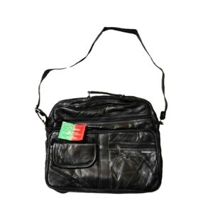 Maxam Black Genuine Leather Briefcase Bag With Strap